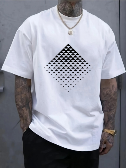 Men's Graphic T-Shirt Minimalist Gradient Dots Arranged In Geometric Diamond Pattern Shape