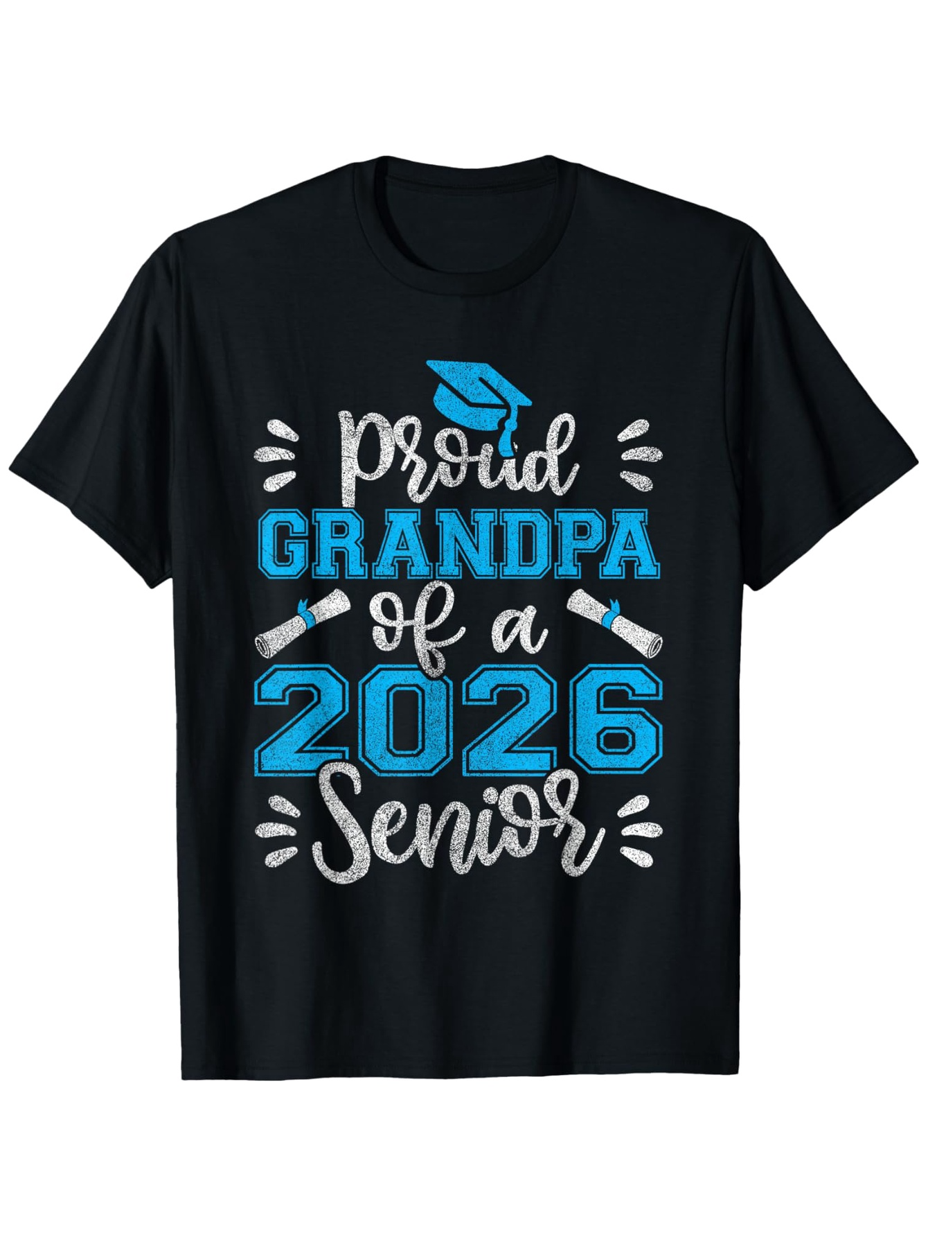 Men's Graphic T-Shirt Proud Grandpa Of A 2026 Senior Blue Cap Design Graduation Shirt