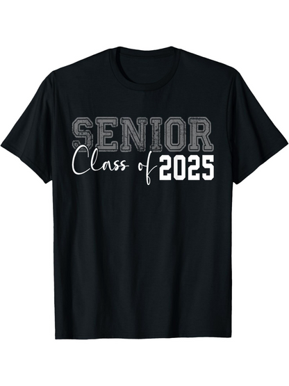 Men's Graphic T-Shirt Senior Class Of 2025 Bold Lettering With Modern Contrast Graduation Theme