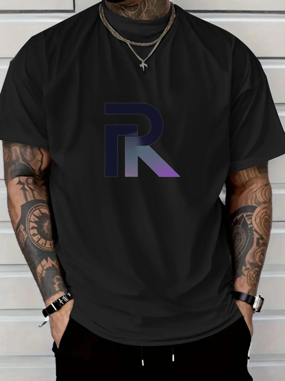 Men's Graphic T-Shirt Gradient Monogram Graphic Modern Letter R