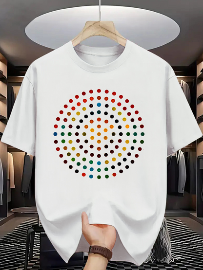 Men's Graphic T-Shirt Colorful Dotted Pattern With Radiating Circular Rows And Central White T Shirt