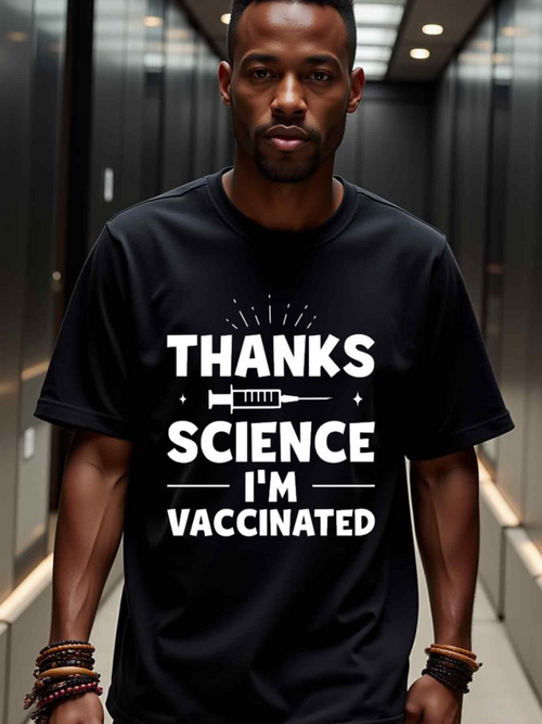 Men's Graphic T-Shirt Thanks Science I Am Vaccinated With Syringe Graphic Statement Shirt