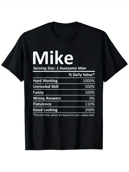 Men's Graphic T-Shirt Mike Awesome Man Daily Value Chart With Funny Skill Tables