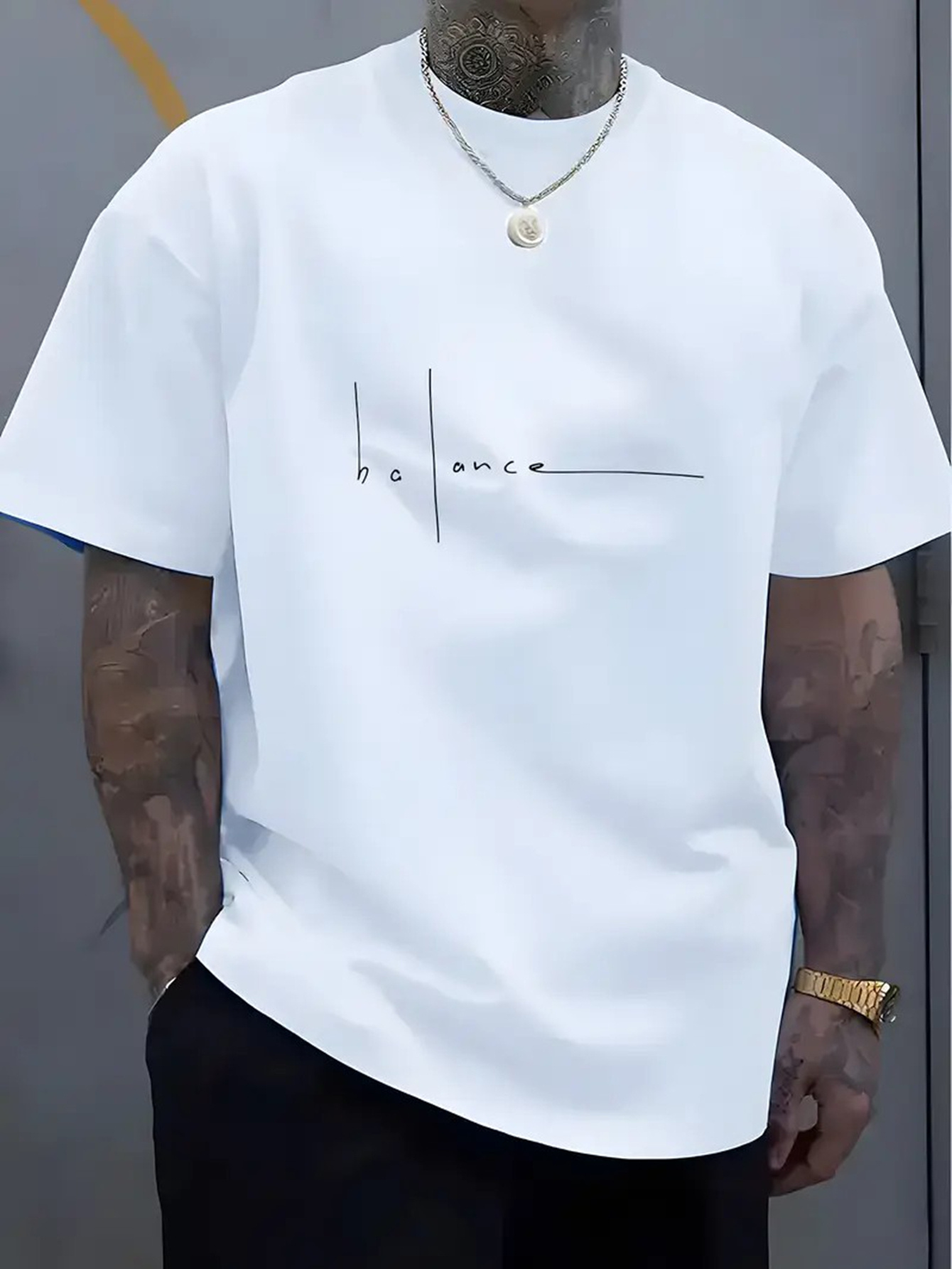 Men's Graphic T-Shirt Minimalist Graphic Lines With Modern Accents On White Shirt