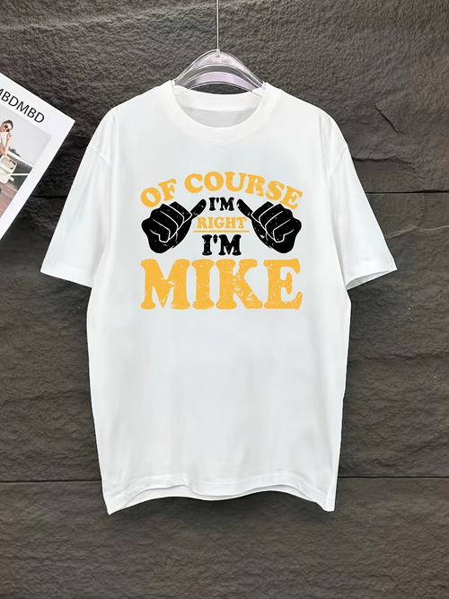 Men's Graphic T-Shirt Of Course Im Mike Yellow And Black Bold Typography On White T Shirt