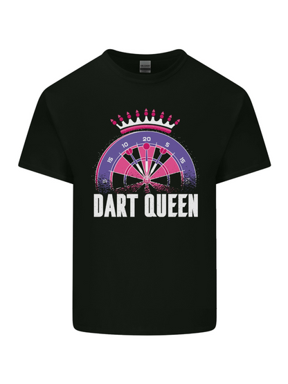Men's Graphic T-Shirt Dart Queen Glitter Crown Over Colorful Dartboard Tee