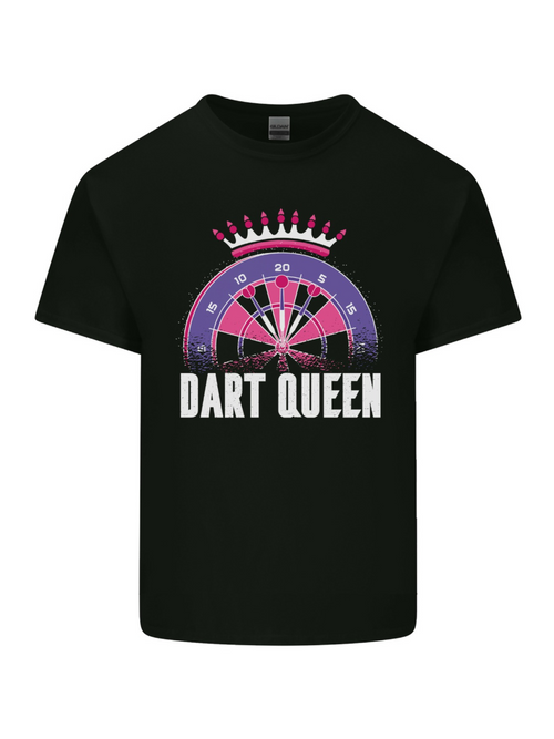 Men's Graphic T-Shirt Dart Queen Glitter Crown Over Colorful Dartboard Tee
