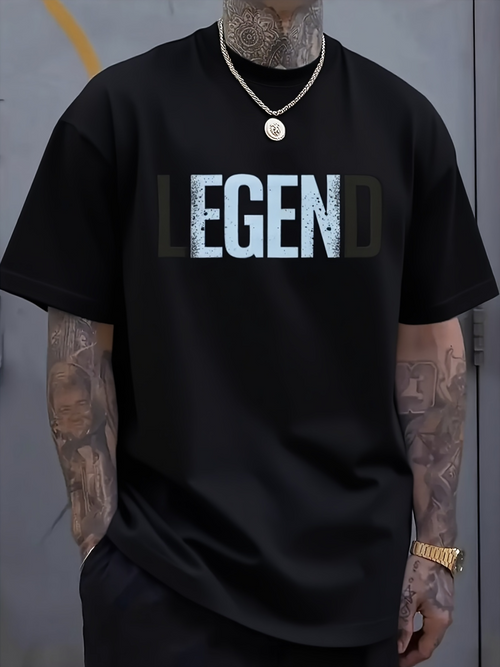 Men's Graphic T-Shirt Legend Bold Blue White Statement Graphic Text Legend