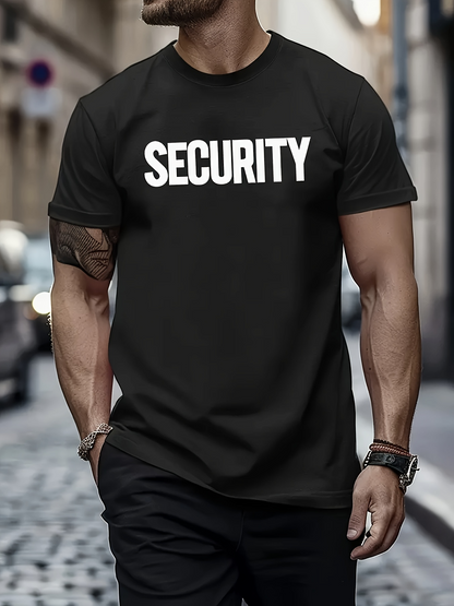 Men's Graphic T-Shirt Bold White Letters On Classic Urban Street Security