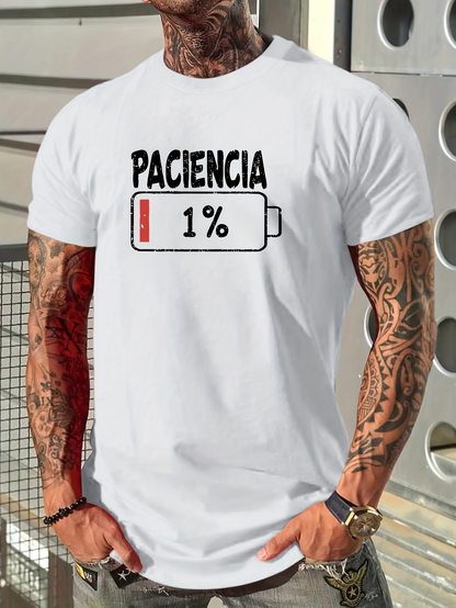 Men's Graphic T-Shirt Low Power Icon With Red Line Showing Nearly Empty Battery