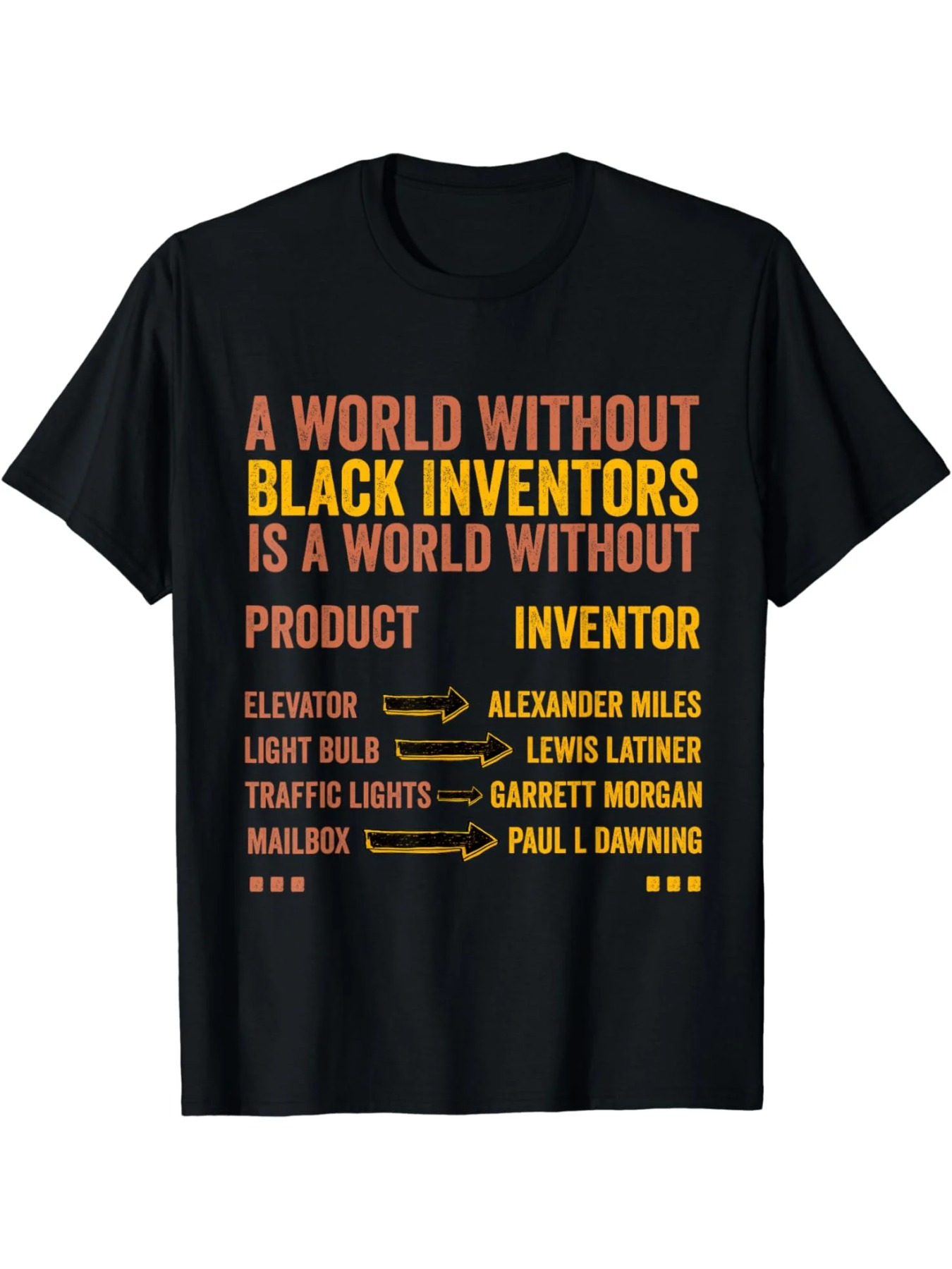 Men's Graphic T-Shirt A World Without Black Inventors Celebrating Great Minds Inspiring History With Text And Gold List T Shirt