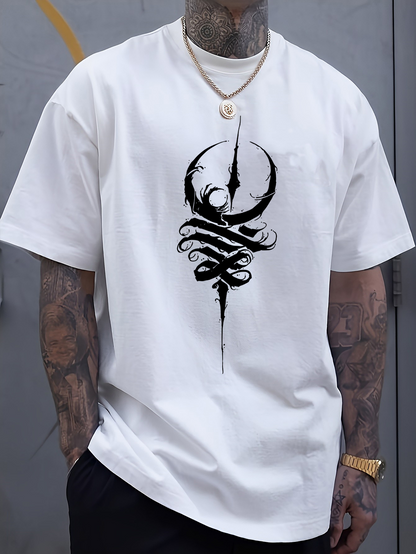 Men's Graphic T-Shirt Ink Streaks And Intertwined Hands Forming Surreal Abstract Symbol