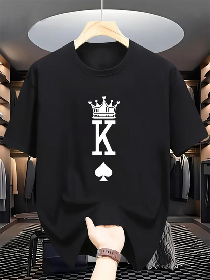 Men's Graphic T-Shirt Royal Playing Card Symbol With Bold White Spade Emblem Shirt