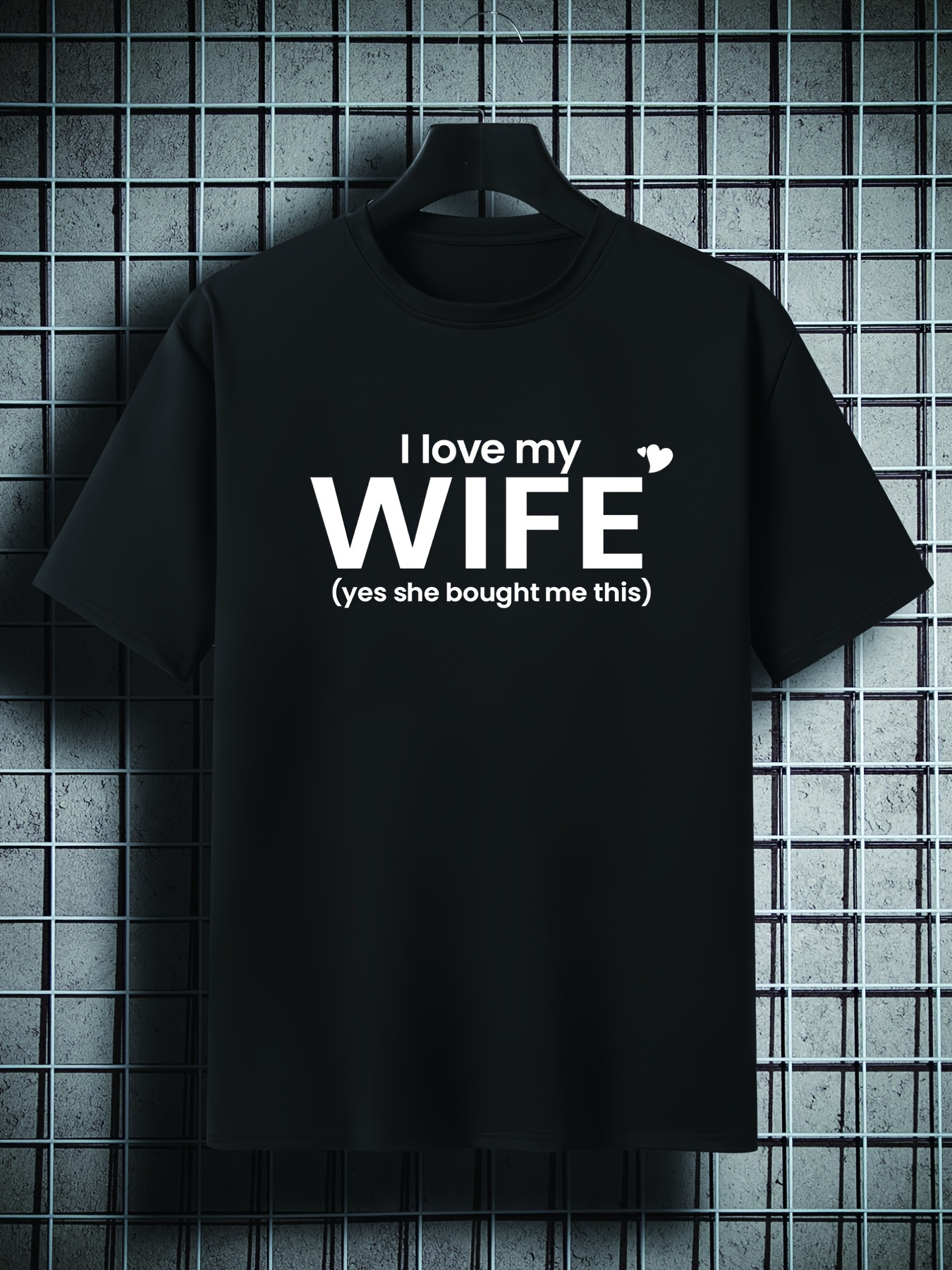 Men's Graphic T-Shirt I Love My Wife Text Statement On Black T Shirt