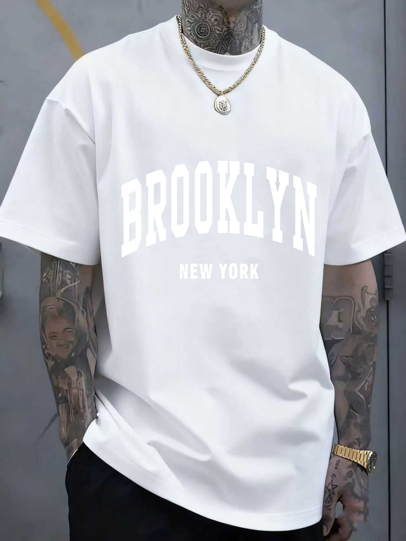 Men's Graphic T-Shirt Brooklyn New York Bold Vintage Inspired Urban City Lettering T Shirt