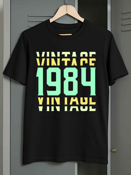 Men's Graphic T-Shirt Vintage 1984 Graphic Text Surrounded By Retro Bold Numbers T Shirt