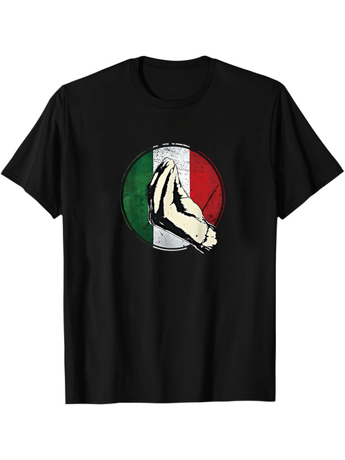 Men's Graphic T-Shirt Hand Gesture Among Bold Green White Red Colorful Circle