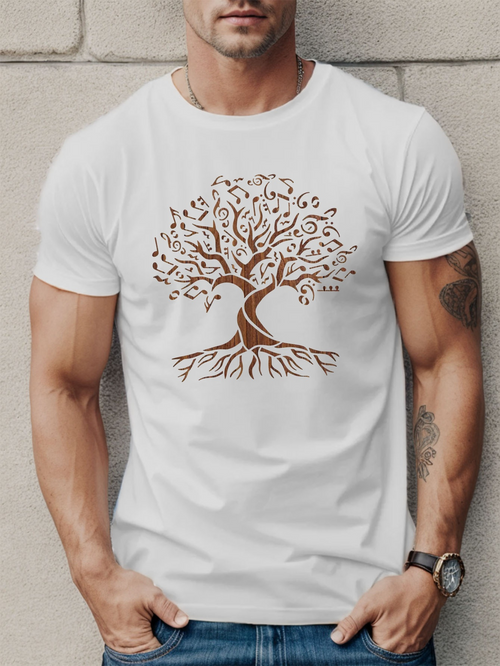 Men's Graphic T-Shirt Elegant Flourishing Branches With Intertwined Roots Tree