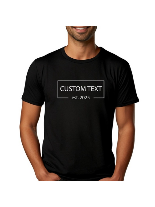 Men's Graphic T-Shirt Custom Text Minimalist White Outline Modern Black T Shirt