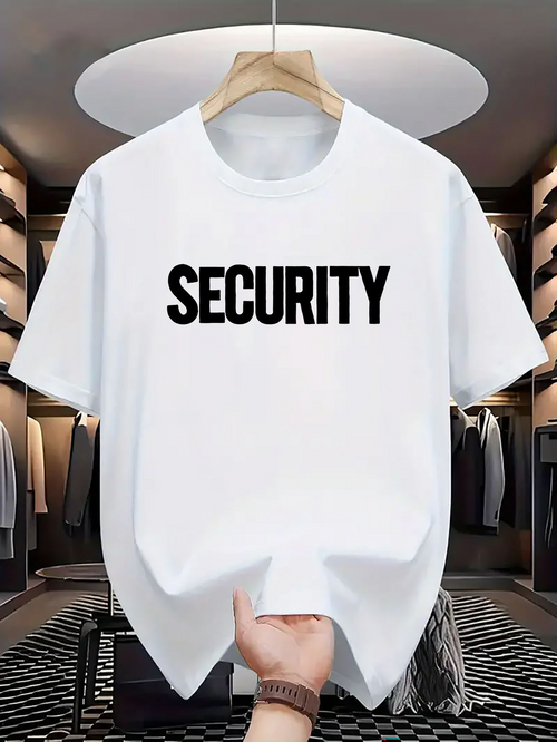 Men's Graphic T-Shirt Bold Lettering On Clean Minimal White Security Tee