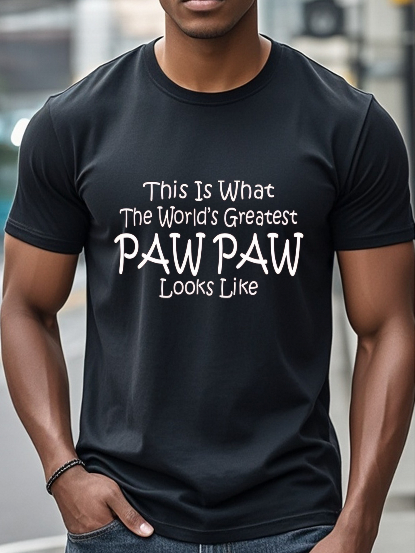 Men's Graphic T-Shirt This Is What The Worlds Greatest Paw Paw Looks Like Playful Typographic Statement Featuring Bold White Print T Shirt
