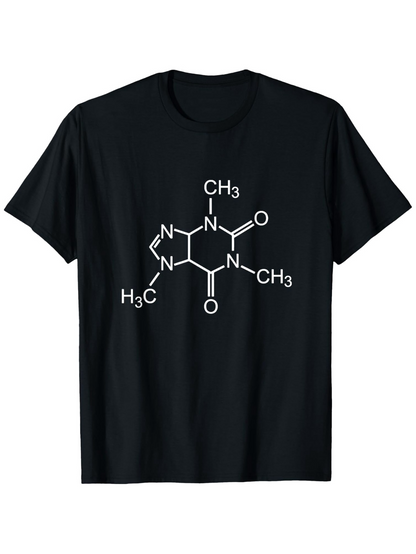 Men's Graphic T-Shirt Minimalist Chemical Structure With Molecular Bonding Diagram Caffeine Molecule