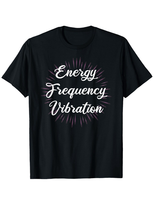 Men's Graphic T-Shirt Energy Frequency Vibration Radiating Lines And White Glow Lettering T Shirt