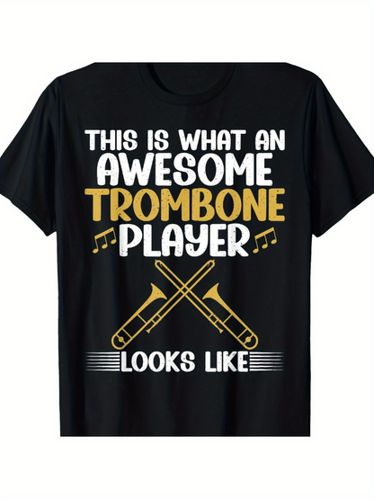 Men's Graphic T-Shirt This Is What An Awesome Trombone Player Looks Like With Crossed Brass Instruments