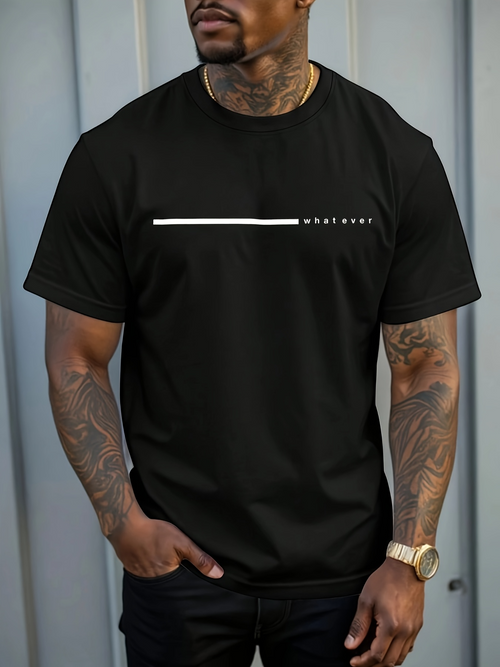 Men's Graphic T-Shirt Minimal Line Graphic With Simple Casual Modern Black T Shirt