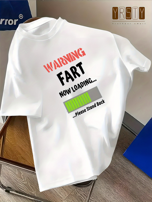 Men's Graphic T-Shirt Warning Fart Now Loading Please Stand Back Funny Text