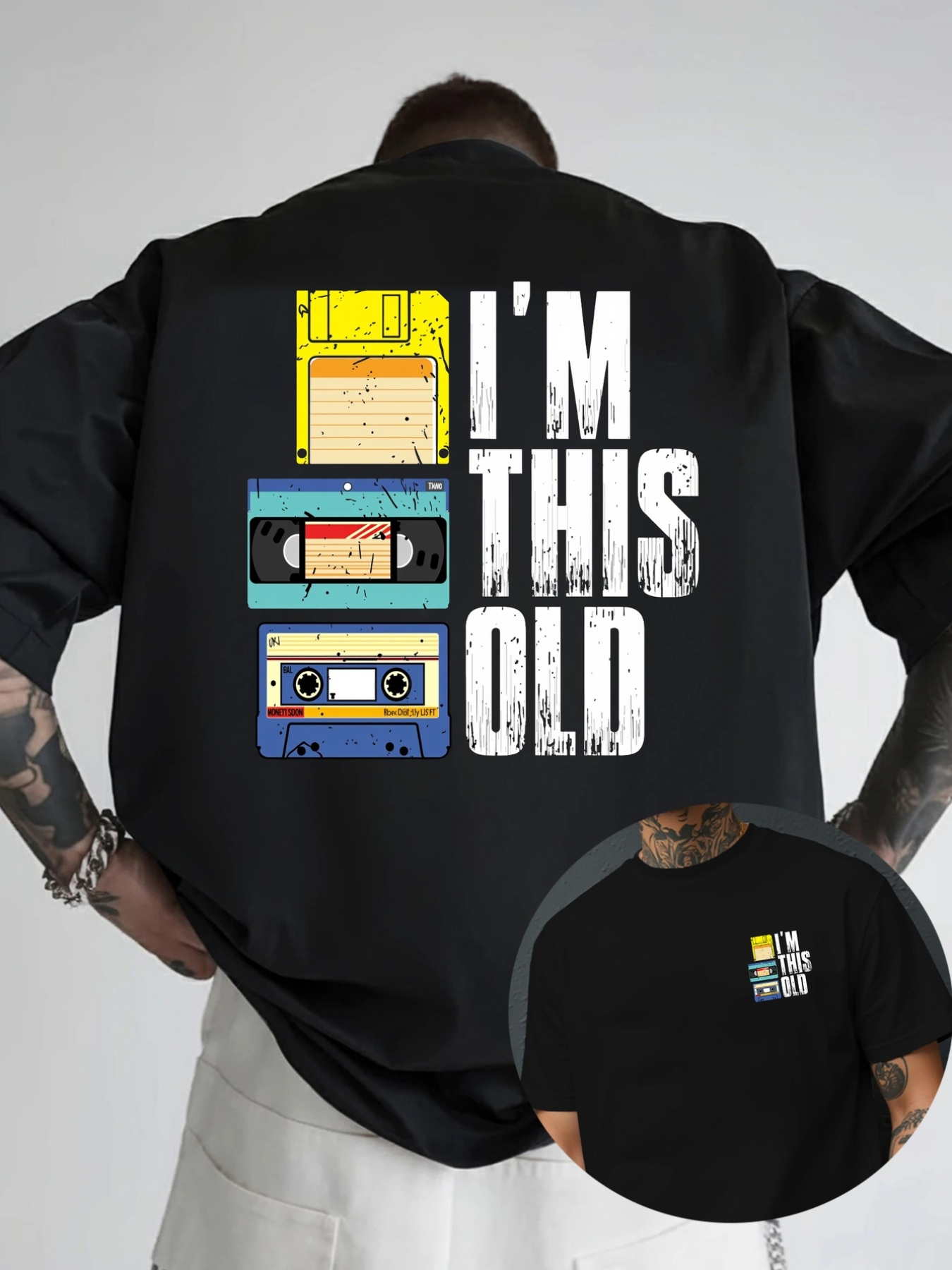 Men's Graphic T-Shirt Im This Old Retro Cassette And Floppy Disk Tape Graphic