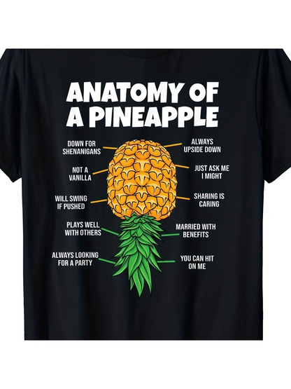 Men's Graphic T-Shirt Anatomy Of A Pineapple With Quirky Fun Sayings Pineapple
