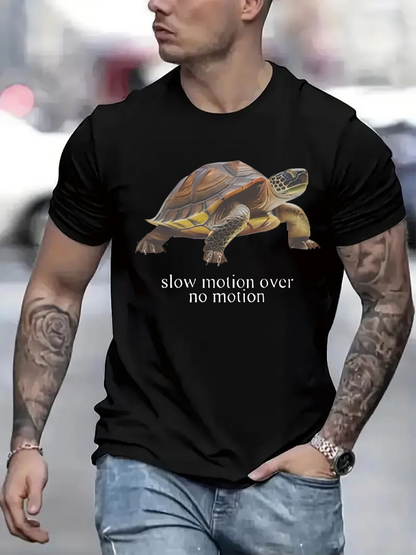 Men's Graphic T-Shirt Slow Motion Over No Motion Surrounded By Soft Shadows Tortoise