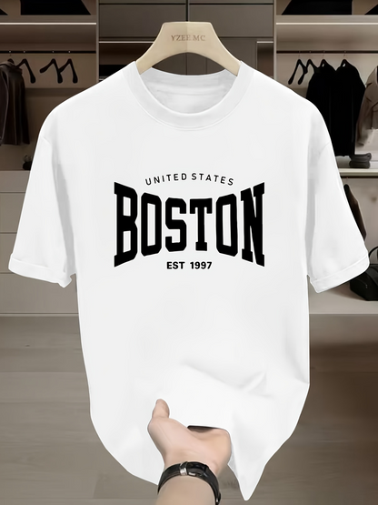 Men's Graphic T-Shirt United States Bold Graphic Text With Heritage Year Boston