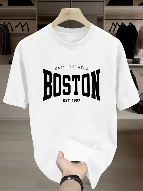 Men's Graphic T-Shirt United States Bold Graphic Text With Heritage Year Boston