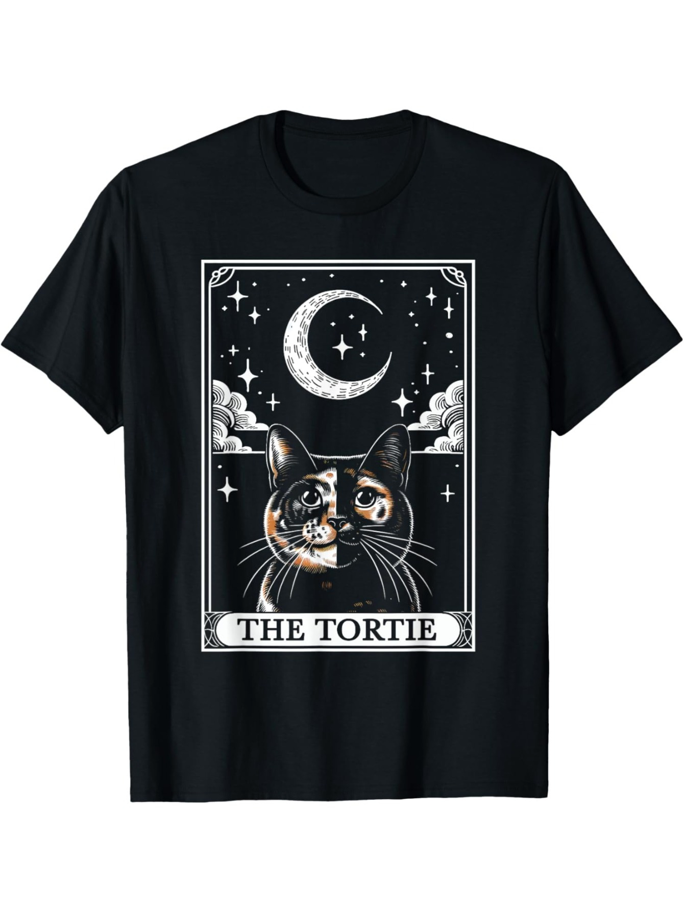 Men's Graphic T-Shirt The Tortie Mystical Night With Clouds Stars Crescent Moon Cat