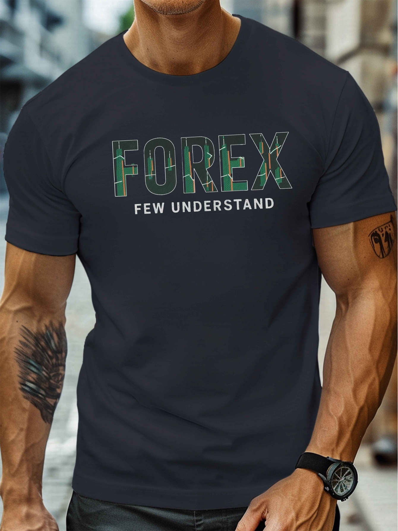 Men's Graphic T-Shirt Forex Few Understand With Green Patterned Bold Letters T Shirt