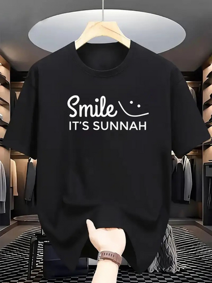 Men's Graphic T-Shirt Smile With Playful Curve And Cheerful Script Lettering
