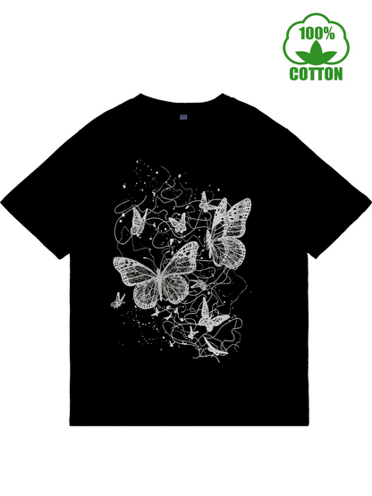 Men's Graphic T-Shirt Intricate Linework Floral Among Dancing Butterflies And Sparkling Stars Butterfly