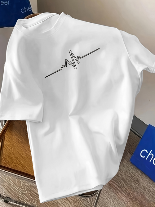 Men's Graphic T-Shirt Minimalist Pulse Line Graphic Heartbeat