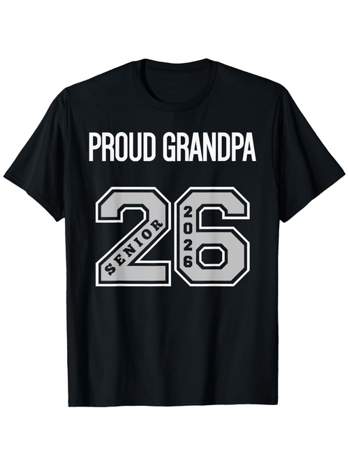 Men's Graphic T-Shirt Proud Grandpa Senior 2026 Varsity Style Numbers With Bold Lettering T Shirt
