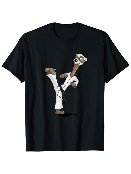 Men's Graphic T-Shirt Cartoon Otter Practicing Karate In White Uniform Standing Calmly Otter