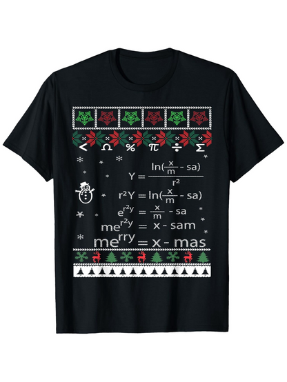 Men's Graphic T-Shirt Funny Math Equations With Christmas Icons And Festive Patterns T Shirt