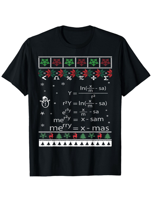 Men's Graphic T-Shirt Funny Math Equations With Christmas Icons And Festive Patterns T Shirt