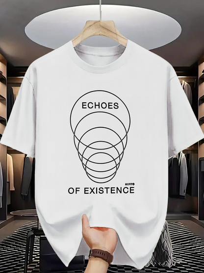 Men's Graphic T-Shirt Echoes Of Existence Overlapping Lines With Minimalist Circular Modern Graphic
