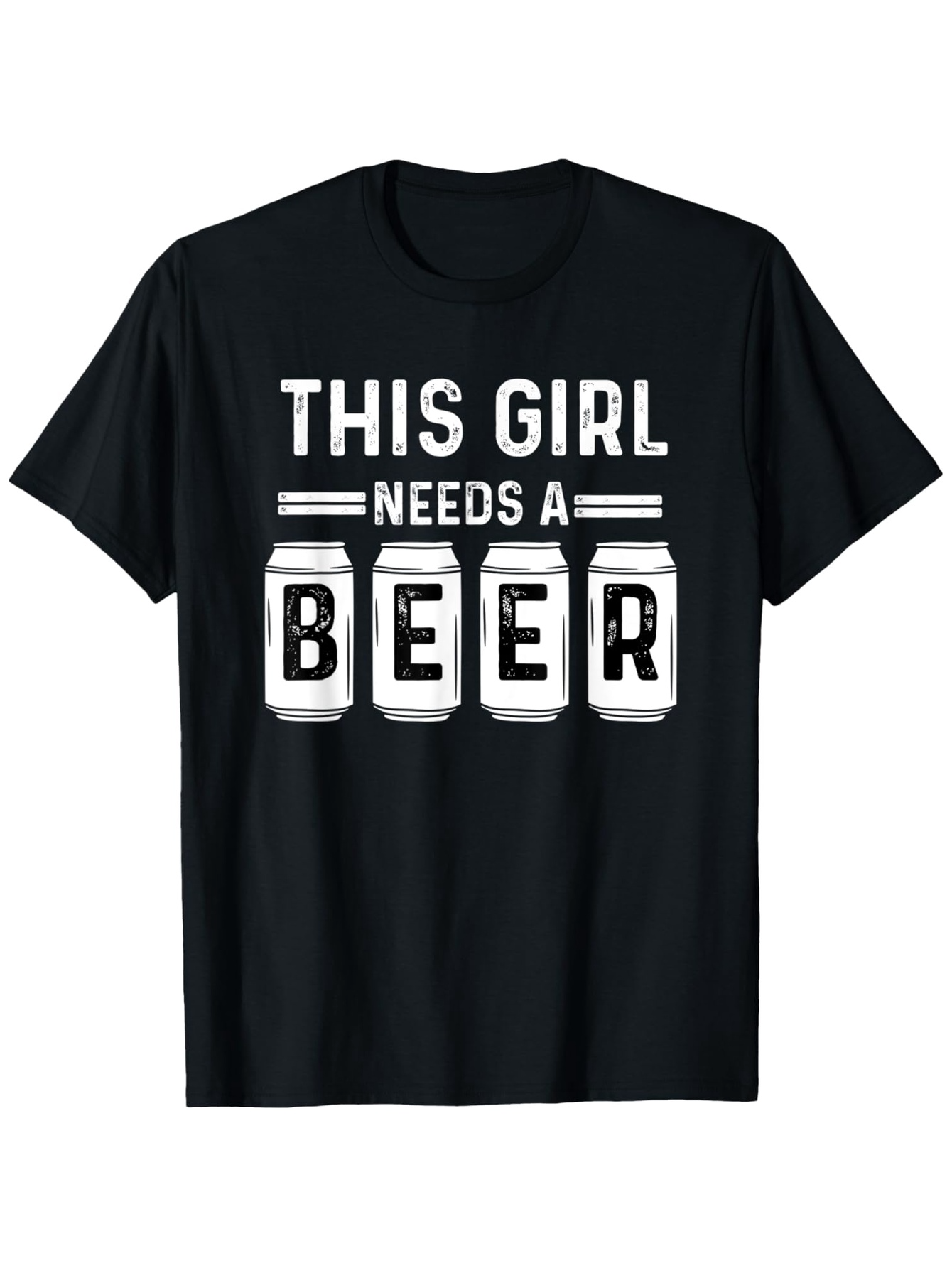 Men's Graphic T-Shirt This Girl Needs A Beer Typography With Illustrated Mason Jar Beer