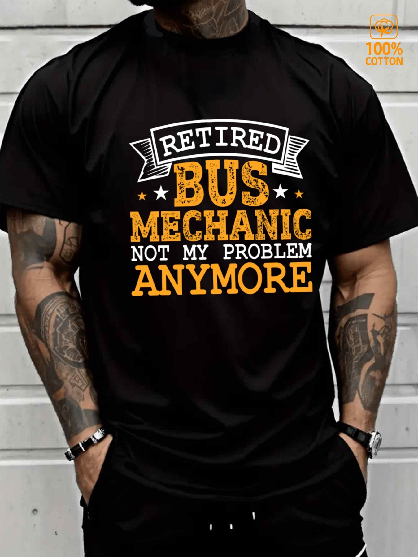 Men's Graphic T-Shirt Retired Bus Mechanic Not My Problem Anymore Statement Typography T Shirt