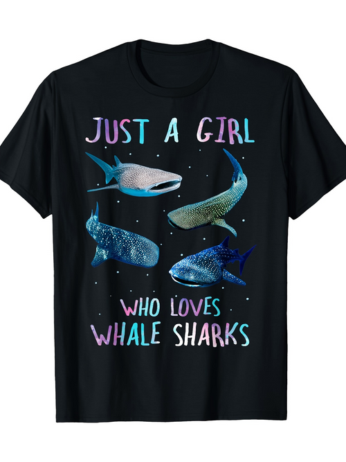 Men's Graphic T-Shirt Just A Girl Who Loves Colorful Ocean Whale Sharks
