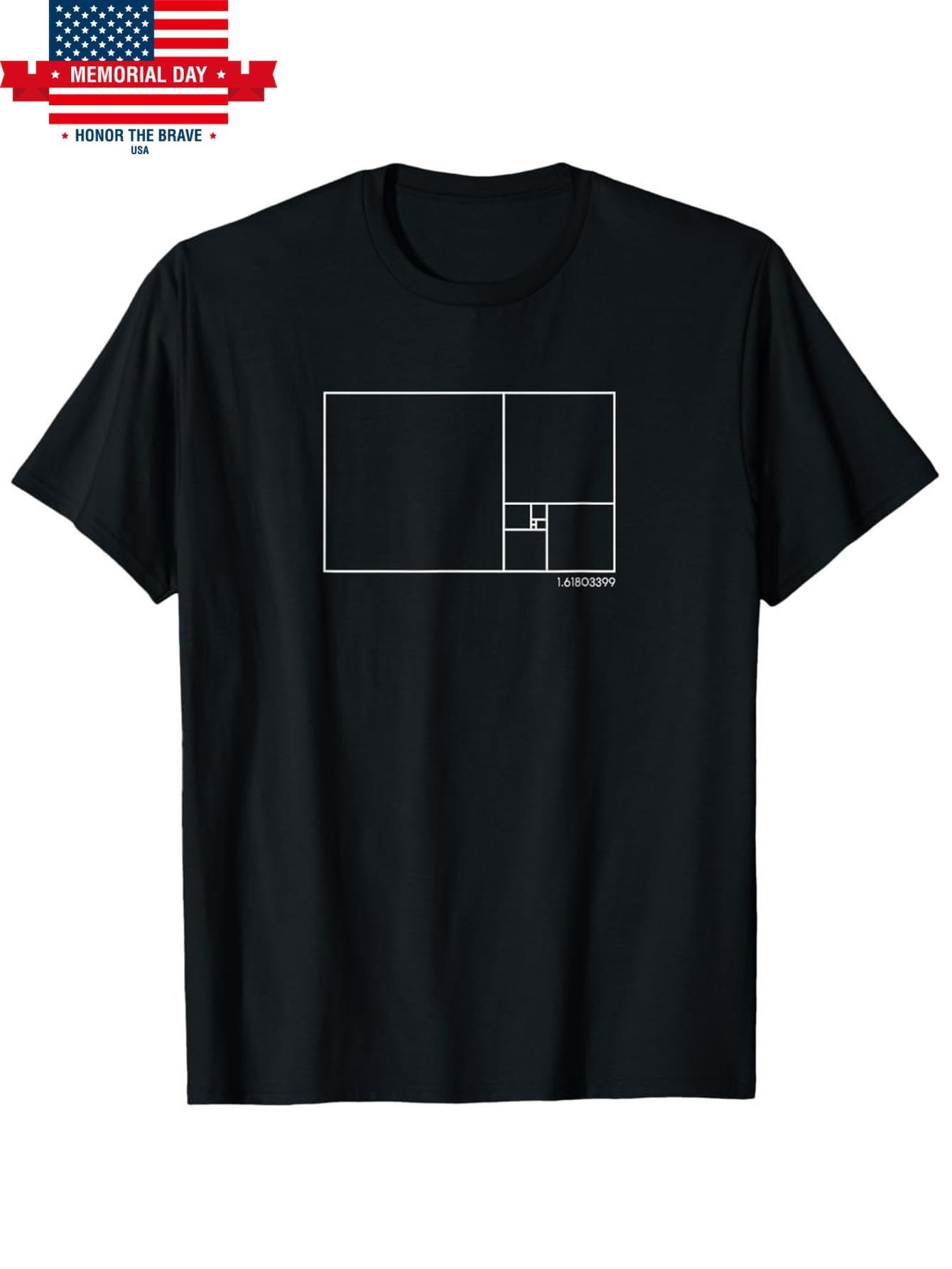 Men's Graphic T-Shirt Minimalist Rectangle Line Art With Golden Ratio Geometric Shape