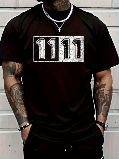 Men's Graphic T-Shirt Vintage Distressed Digits In Bold Print Featuring Number
